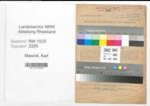 Entnazifizierung Karl Mawick , geb. 30.05.1902 (Arbeiter)