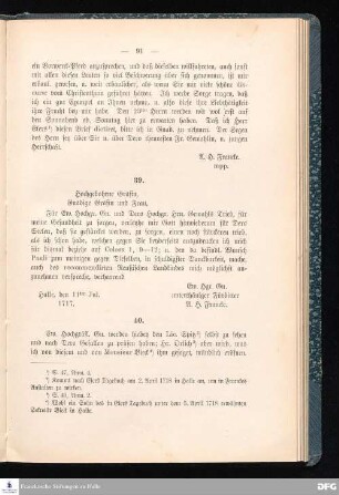 Brief von August Hermann Francke an Maria Eleonore Emilia v. Reuß-Köstritz.