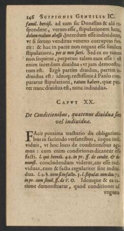 Caput XX. De Conditionibus, quatenus dividuae sint vel ...