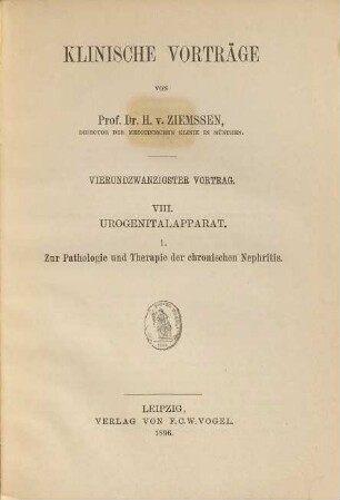 Klinische Vorträge : Vortrag, 24,VIII,1