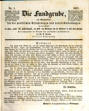 Die Fundgrube : Zeitschrift für die gesamten praktischen Bedürfnisse und Interessen des täglichen Lebens. 3. 1857