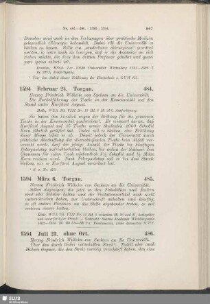 484. 1594, Februar 24. Torgau