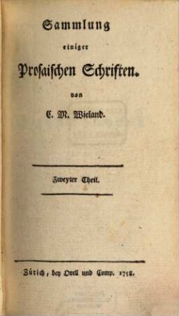 Sammlung einiger Prosaischen Schriften, 2