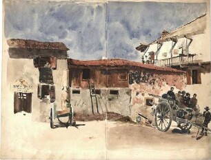 Döllgast, Hans; Italien u.a.; Reisezeichnungen - Innenhof (Perspektivische Ansicht)