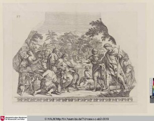 [Enée et son fils Ascagne se présentant devant le roi Latinus, et lui demandant son alliance]