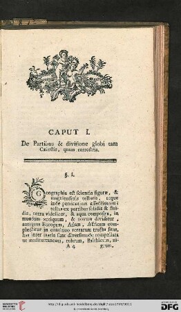 Caput I.: De Partibus & divisione globi tam Caelestis, quam terrestris