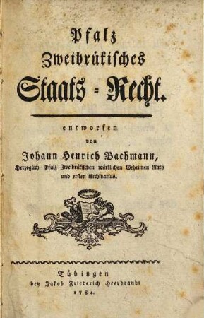 Pfalz Zweibrükisches Staats-Recht