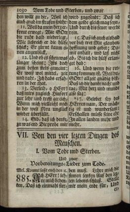 VII. Von den vier lezten Dingen des Menschen.
