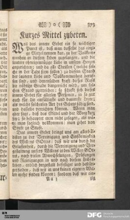 Kurzes Mittel zubeten.