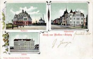 Gruß aus Mockau-Leipzig : Rathaus ; Villenviertel ; Schule