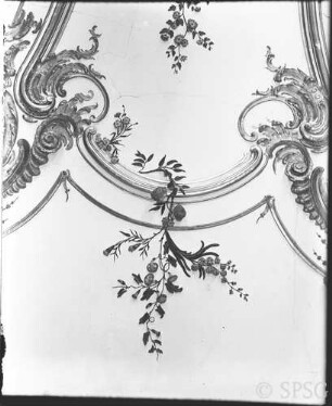 Potsdam, Neues Palais, Friedrich-Wohnung, Blaue Kammer, R.: 179, Detail aus dem westl. Mittelteil der Decke.