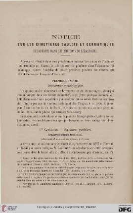 2.Ser. 2.1863/64: Notice sur les cimetières gaulois et germaniques découverts dans les environs de Strasbourg
