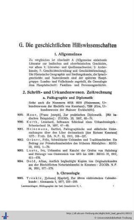 G. Die geschichtlichen Hilfswissenschaften.