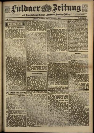 Erste Ausgabe vom Samstag, den 22. September 1900.