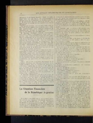 La Situation FInanciere de la Republique Argentine