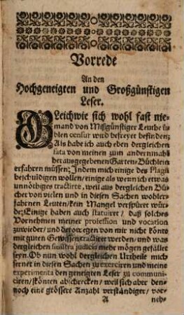 Georgii Holyk Neu-vermehrtes vierfaches Garten-Büchlein : Worinnen Im I. wird erkläret und gezeiget die neu-erfundene Arth der Copulation, und Triangulation, wie auch Incorporation ... Im II. wird gehandelt von Blumen, absonderlich von Vergrösserung der Nelcken. Im III. von Küchen-Gewächsen, auch conservation vor allerley Ungeziefer, &c. Im IV. von denen curieusen Künsten und besonderen Wissenschafften ...