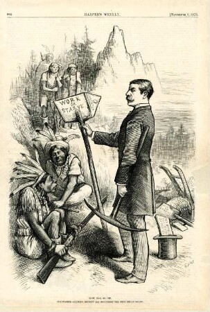 Root, hog, or die. Christopher Columbus Bennett has discovered the true indian policy : James Bennett jr. stellt die Indianer vor die Wahl, zu arbeiten oder zu verhungern