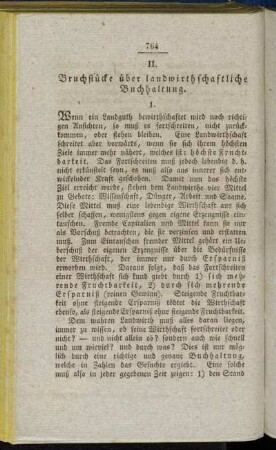 II. Bruchstücke über landwirthschaftliche Buchhaltung.