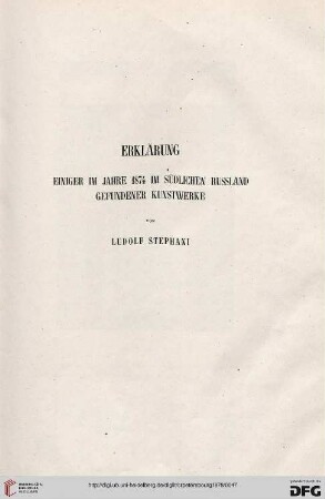 Erklärung einier im Jahre 1874 im südlichen Russland gefundener Kunstwerke