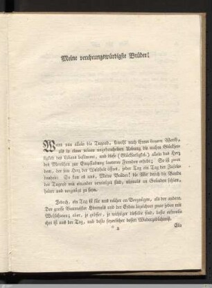 Meine verehrungswürdigste Brüder!
