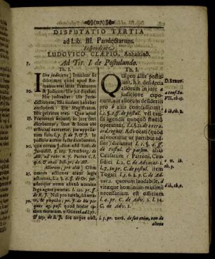 Disputatio Tertia ad Lib. III. Pandectarum