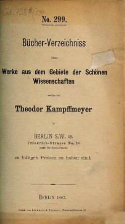 Bücher-Verzeichniss. 299. 1887