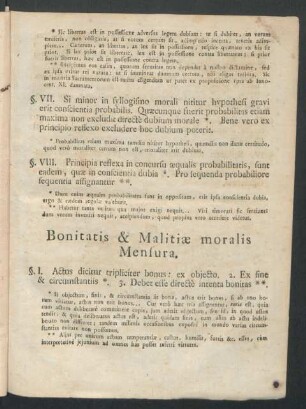 Bonitatis & Malitiae moralis Mensura