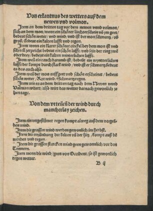Von erkantnus des wetters auß dem newen und volmon.