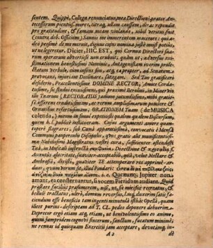 Deo O.M. Annuente, Dissertatiuncula De Musicae Artis (non omnigenae, sed Vocalis) Laudibus, & Usu Praecipuo