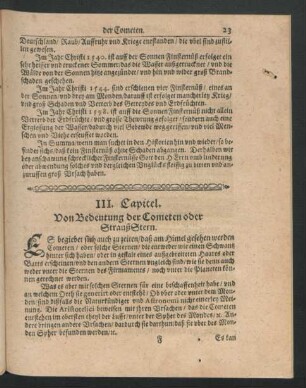 III. Capitel. Von Bedeutung der Cometen oder StraußStern.