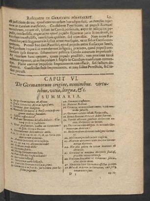 Caput VI. De Germanorum origine, nominibus. virtutibus ...