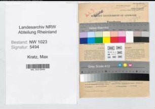 Entnazifizierung Max Kratz , geb. 06.12.1897 (Postsekretaer)