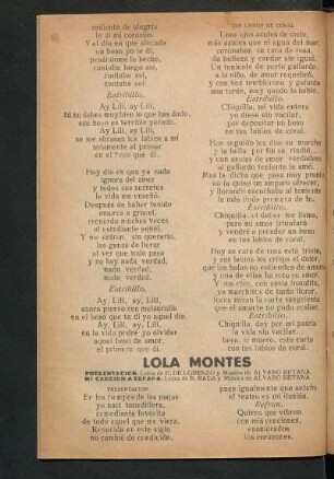 Presentación : Letra de H. de Lorenzo. Música de Álvaro Retana.