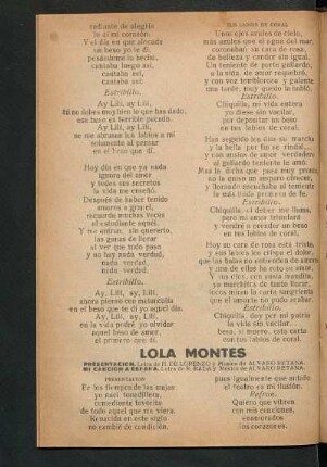 Presentación : Letra de H. de Lorenzo. Música de Álvaro Retana.
