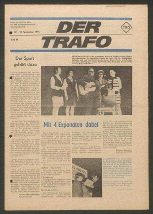 TRO-Betriebszeitung 'Der Trafo'; Nr. 37/1971 (13. September 1971)