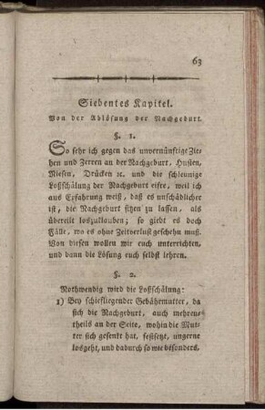 Siebentes Kapitel. Von der Ablösung der Nachgeburt.