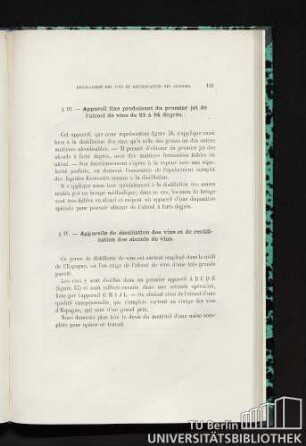 § IV. Appareils de distillation des vins et de rectification des alcools de vins