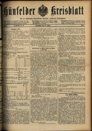 Ausgabe vom Samstag, den 29. April 1916.