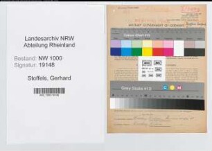 Entnazifizierung Gerhard Stoffels, geb. 28.06.1889 (Friseurmeister)