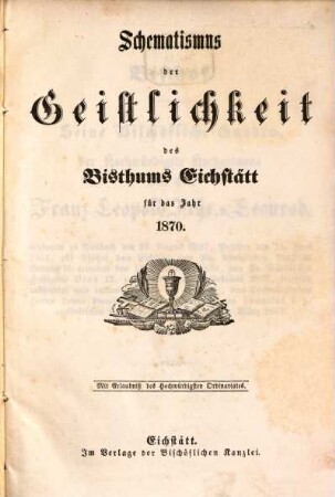 Schematismus der Diözese Eichstätt. 1870
