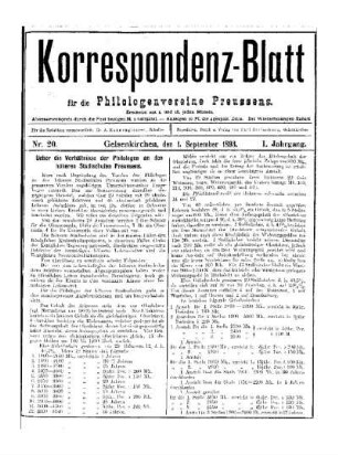 Ueber die Verhältnisse der Philologen an den höheren Stadtschulen Preussens