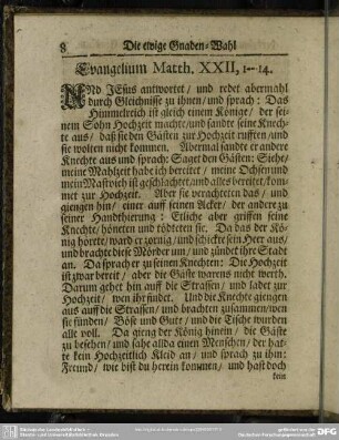 Evangelium Matth. XXII, 1--14