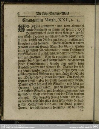 Evangelium Matth. XXII, 1--14