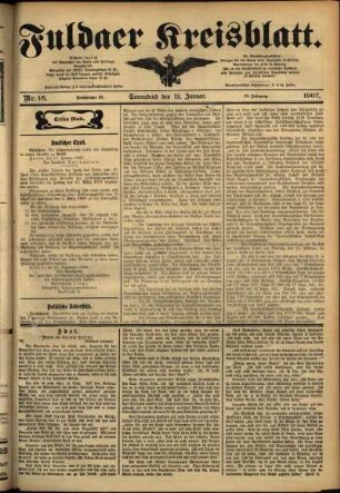 Erste Ausgabe vom Samstag, den 19. Januar 1907.