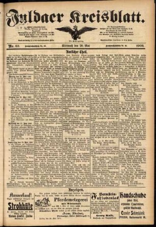 Zweite Ausgabe vom Mittwoch, den 20. Mai 1903.