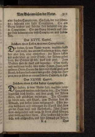 Das XXVIII. Capitel. Zeichen eines Leibs kalter Complexion.