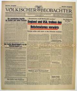 Tageszeitung "Völkischer Beobachter" überwiegend zum Kriegsverlauf an der Ostfront