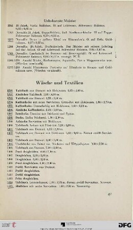 Wäsche und Textilien (Nr. 1291-1350)