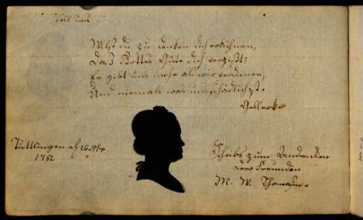 M. W. Thomasin (Silhouette). Tuttlingen, 16.10.1782.