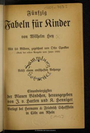 Fünfzig Fabeln für Kinder